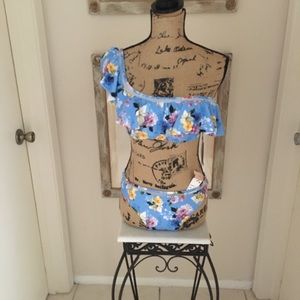 Two Pc Swimsuit Palm Tree Design